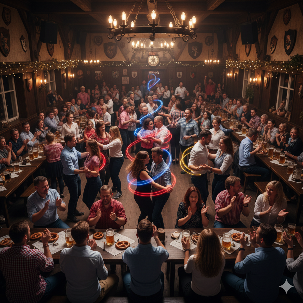 Viele Leute tanzen Bachata in der Gaststätte.